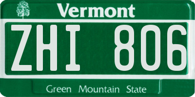 VT license plate ZHI806