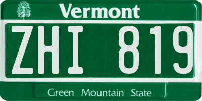 VT license plate ZHI819