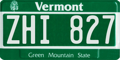 VT license plate ZHI827