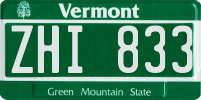 VT license plate ZHI833