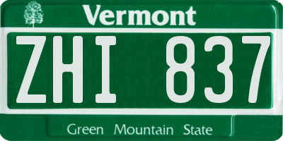 VT license plate ZHI837