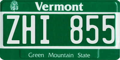 VT license plate ZHI855