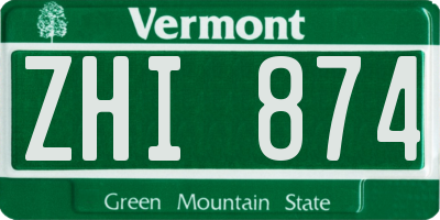 VT license plate ZHI874