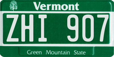 VT license plate ZHI907
