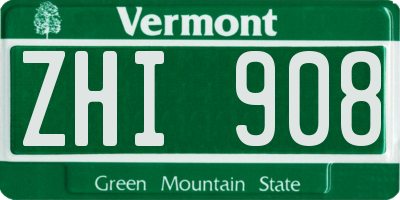 VT license plate ZHI908