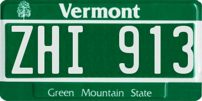 VT license plate ZHI913