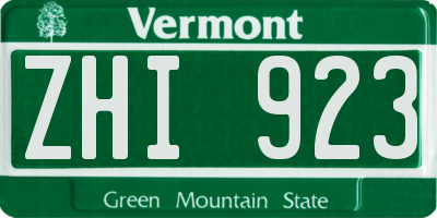 VT license plate ZHI923