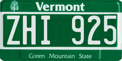 VT license plate ZHI925
