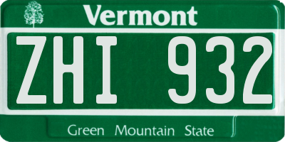 VT license plate ZHI932