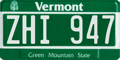 VT license plate ZHI947