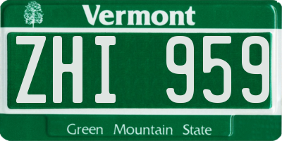 VT license plate ZHI959