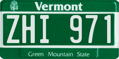 VT license plate ZHI971