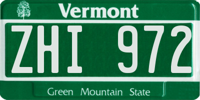 VT license plate ZHI972