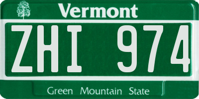 VT license plate ZHI974