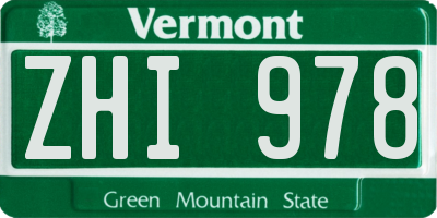 VT license plate ZHI978