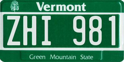 VT license plate ZHI981