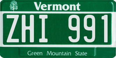 VT license plate ZHI991