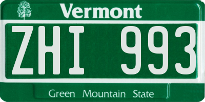 VT license plate ZHI993