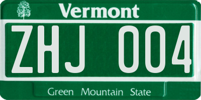 VT license plate ZHJ004