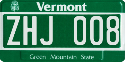 VT license plate ZHJ008