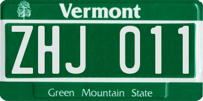 VT license plate ZHJ011