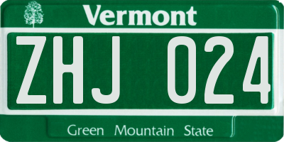 VT license plate ZHJ024
