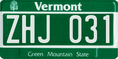VT license plate ZHJ031