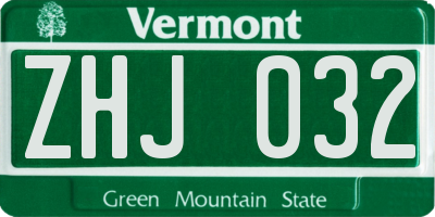 VT license plate ZHJ032