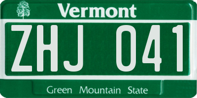 VT license plate ZHJ041