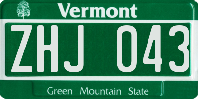 VT license plate ZHJ043