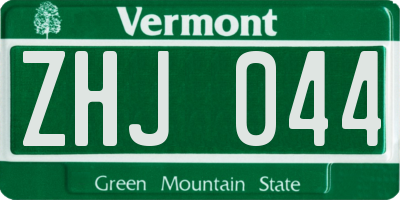 VT license plate ZHJ044