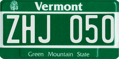 VT license plate ZHJ050