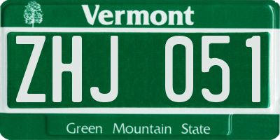 VT license plate ZHJ051