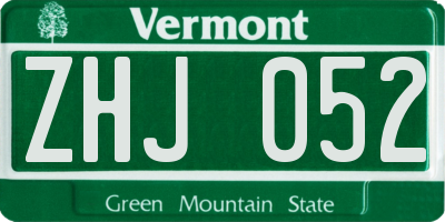 VT license plate ZHJ052