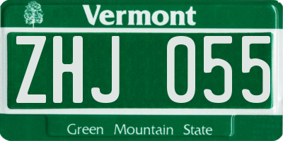 VT license plate ZHJ055