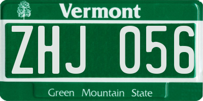 VT license plate ZHJ056
