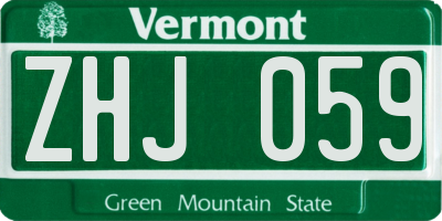 VT license plate ZHJ059