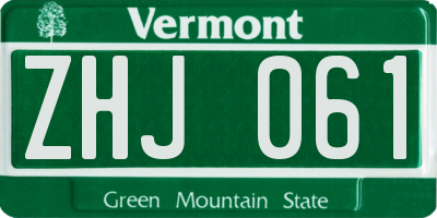 VT license plate ZHJ061