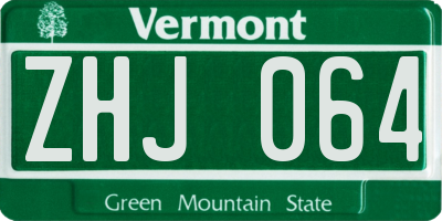 VT license plate ZHJ064