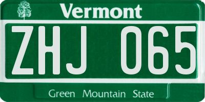 VT license plate ZHJ065