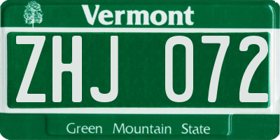VT license plate ZHJ072