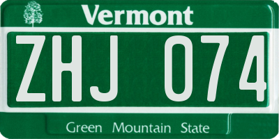 VT license plate ZHJ074