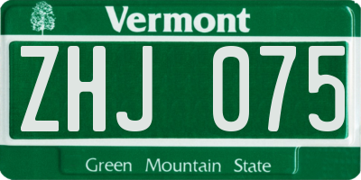 VT license plate ZHJ075