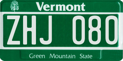 VT license plate ZHJ080