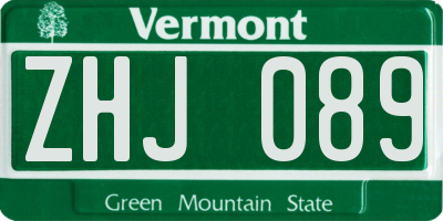 VT license plate ZHJ089