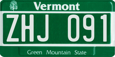 VT license plate ZHJ091