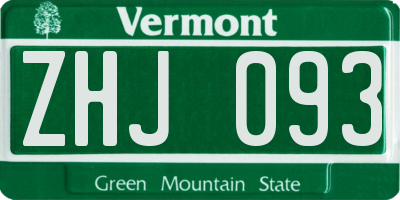 VT license plate ZHJ093