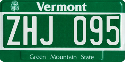 VT license plate ZHJ095