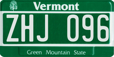 VT license plate ZHJ096