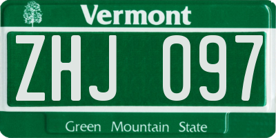 VT license plate ZHJ097